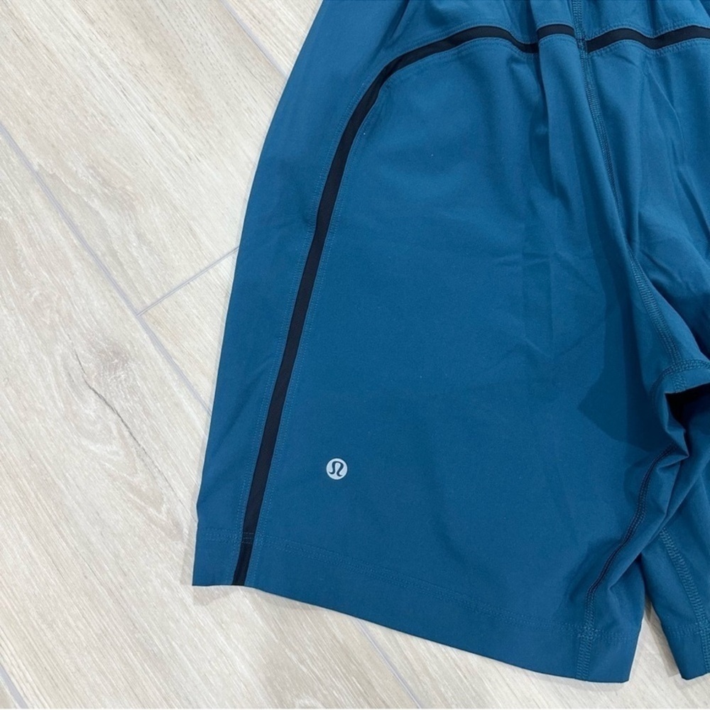 LULULEMON men’s pace breaker shorts liner shorts medium teal blue green gym - Picture 7 of 8